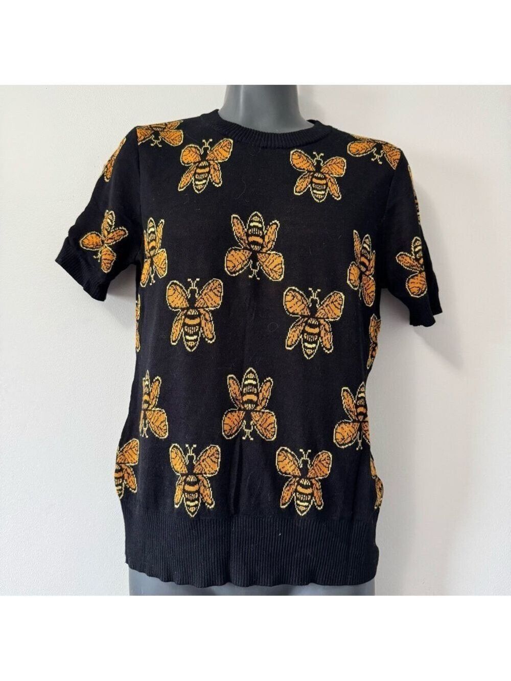 Voodoo Vixen Graphic Black and Gold Bee Tee Medium